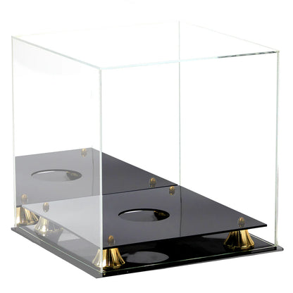Acrylic Soccer Display Case With Black Base Gold Riser UV Protection Acrylic
