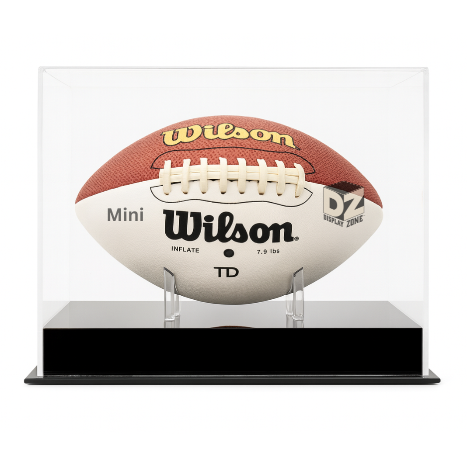 Mini Football Display Case w/ Black Base UV Protection