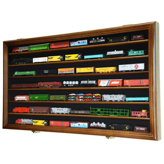 N Scale Train Display Case Cabinet Walnut Wood