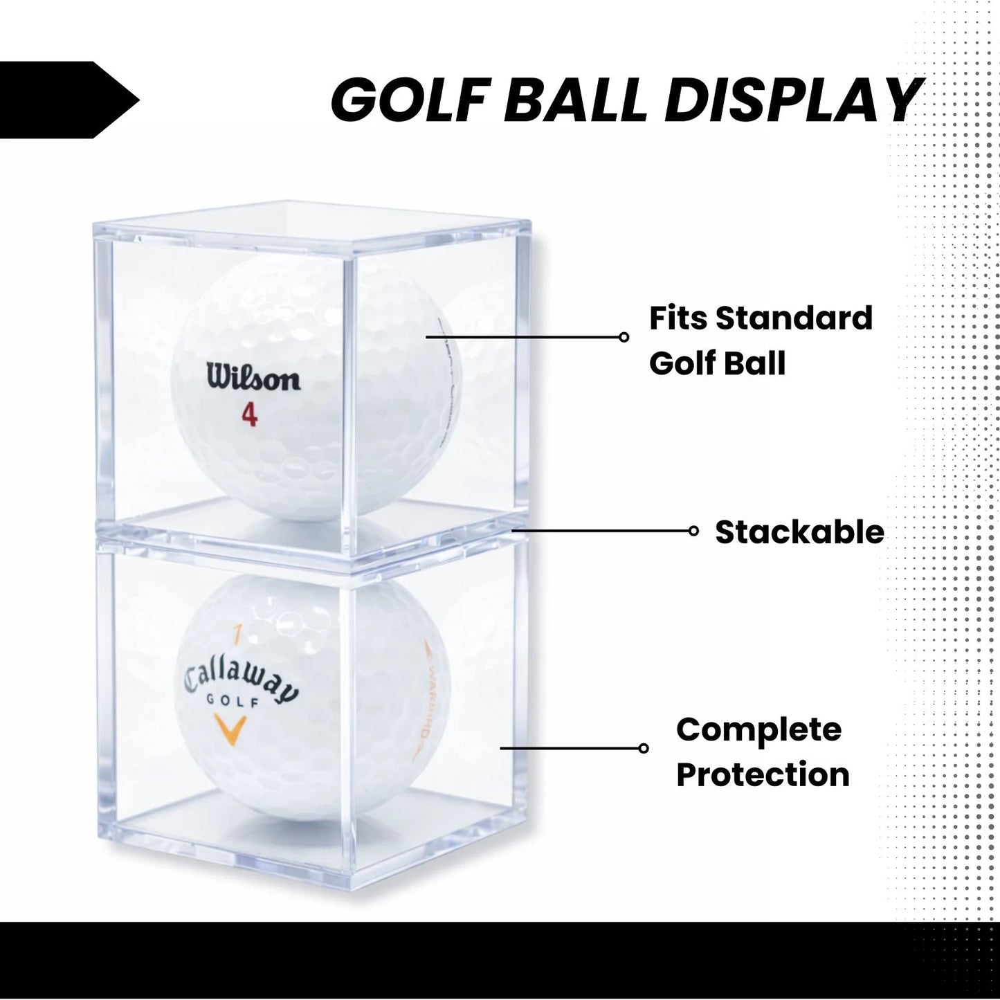 Golf Ball Display Case Holder Acrylic Cubes