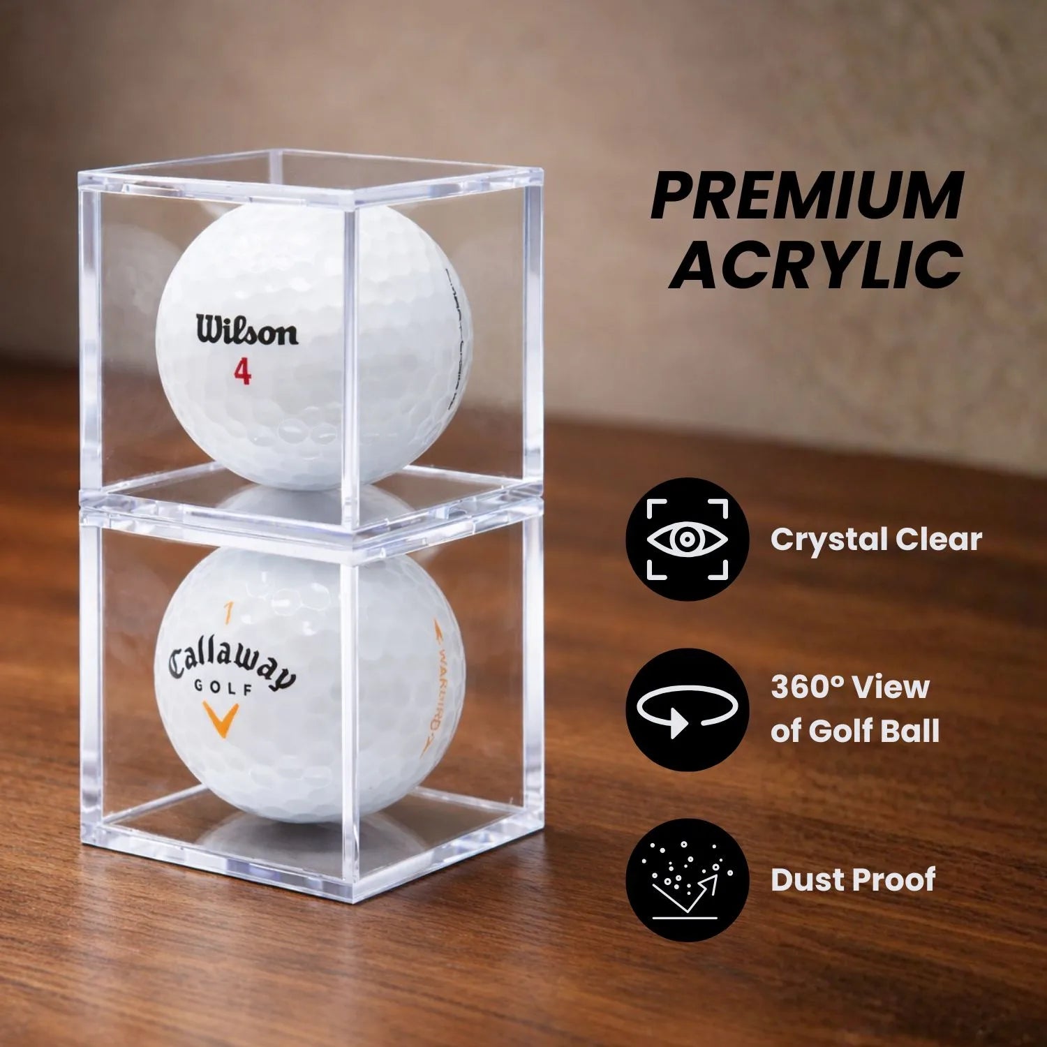 Golf Ball Display Case Holder Acrylic Cubes