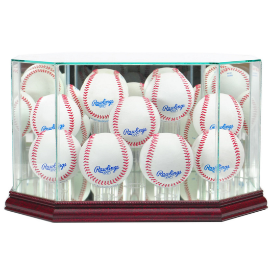 Real Glass Nine Baseball Display Case UV Protection MLB Cherry Wood