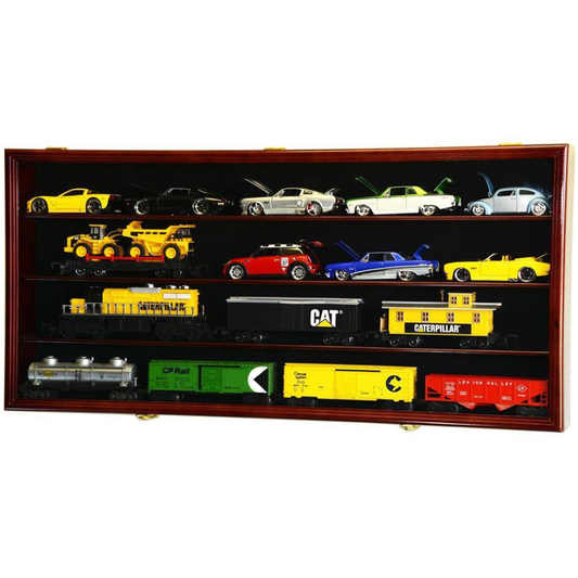 O Scale Train Display Case Cabinet UV Protection Cherry Wood