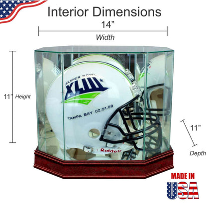 Real Glass Octagon Football Helmet Display Case