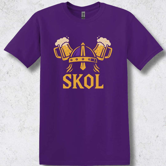 This SKOL Vikings parody shirt is perfect for Minnesota football fans, game day tailgates, Nordic style apparel, funny Vikings fan gear, purple and gold shirts, and unique football gift ideas.