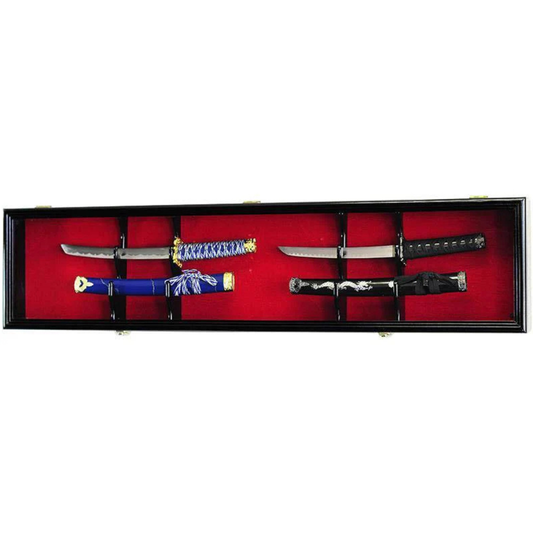 Short Swords or Daggers Display Case Cabinet UV Protection Black Wood