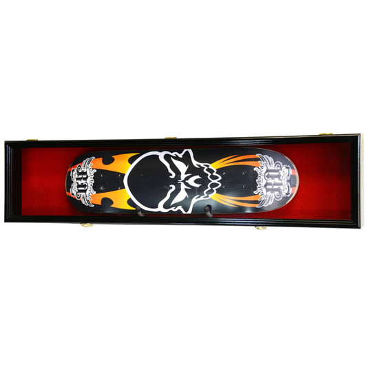 Skateboard Deck Display Case Cabinet - 44" UV Protection Black Wood