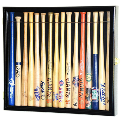 Small Mini 18" Bat Baseball Display Case Cabinet UV Protection Black Wood