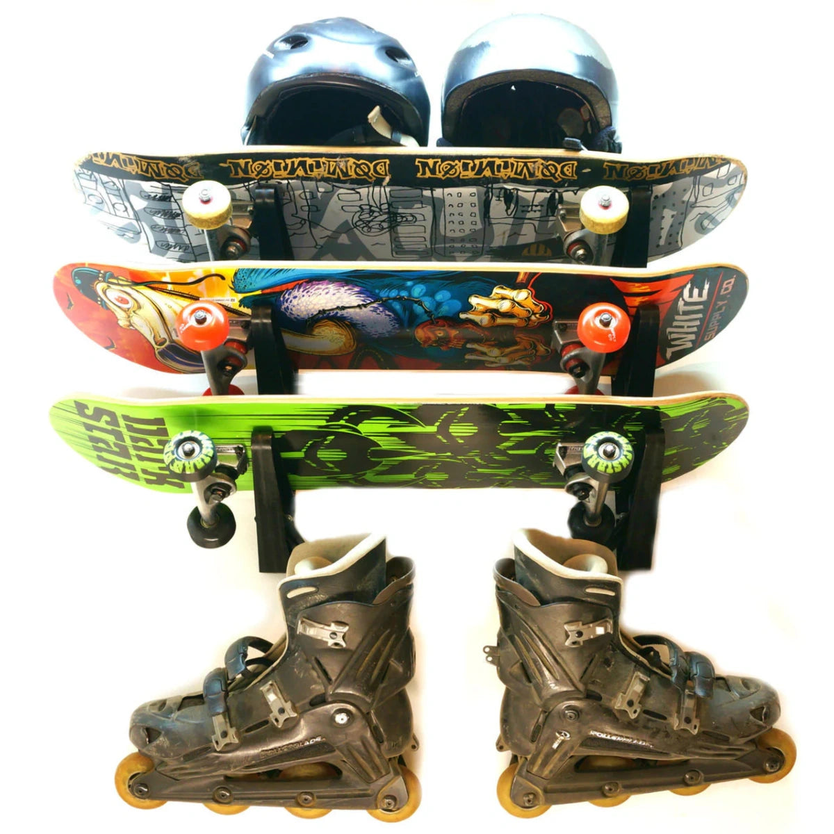 Speed Skates Racks 3-Level Skateboard Storage Rack | Wall-Mounted Gear Organizer – Display ...