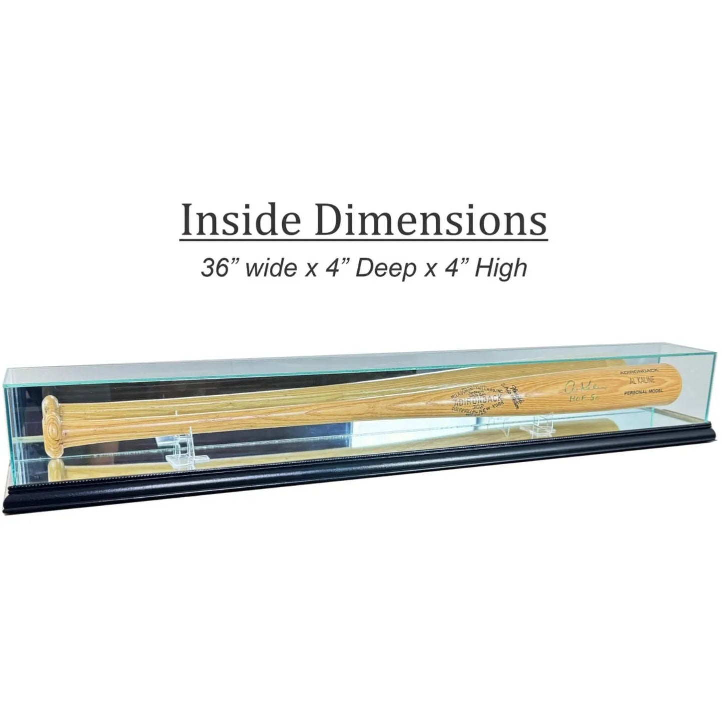 Real Glass Tabletop Baseball Bat Display Case. Premium hardwood and UV Protection.