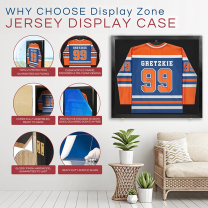 Jersey Display Case - Extra Large UV Protection Hockey Black Wood