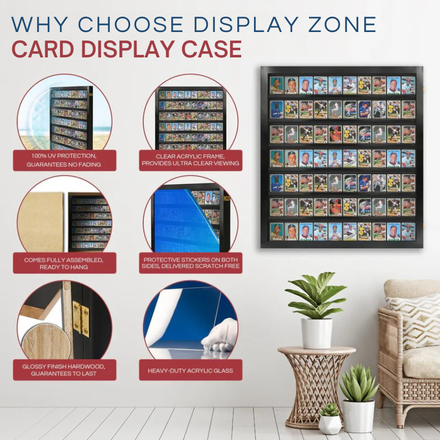 Sports Trading Card Wall Display Ungraded Case Display Cabinet Made in USA