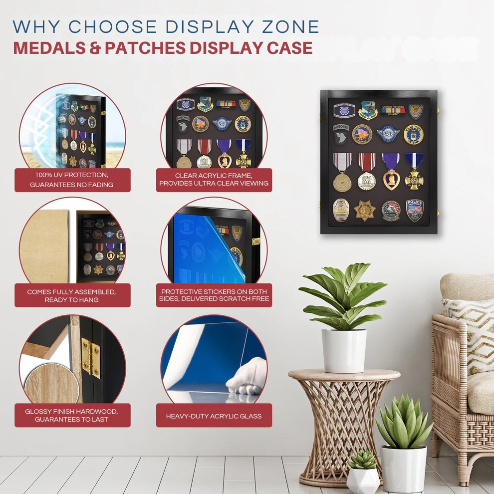 Small - Medals, Pins, & Patches Display Case