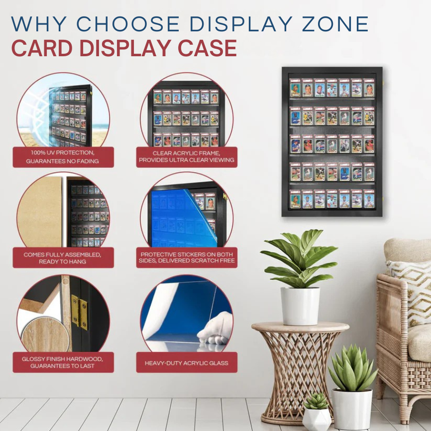Sports Trading Card Wall Display PSA Graded Case Display Cabinet Made in USA
