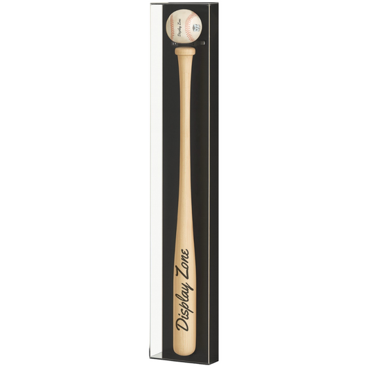 Vertical Baseball Bat Display Case w/ Ball Holder UV Protection