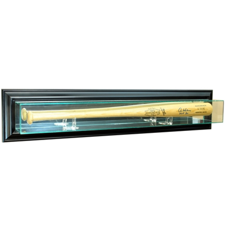Real Glass Wall Mounted Bat Display Case UV Protection Black Wood