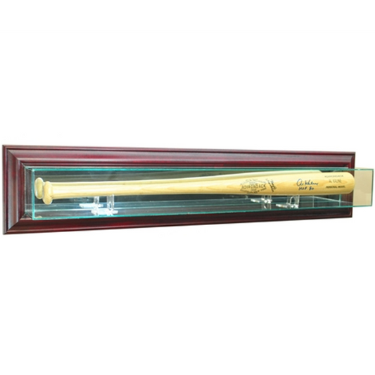 Real Glass Wall Mounted Bat Display Case UV Protection Cherry Wood