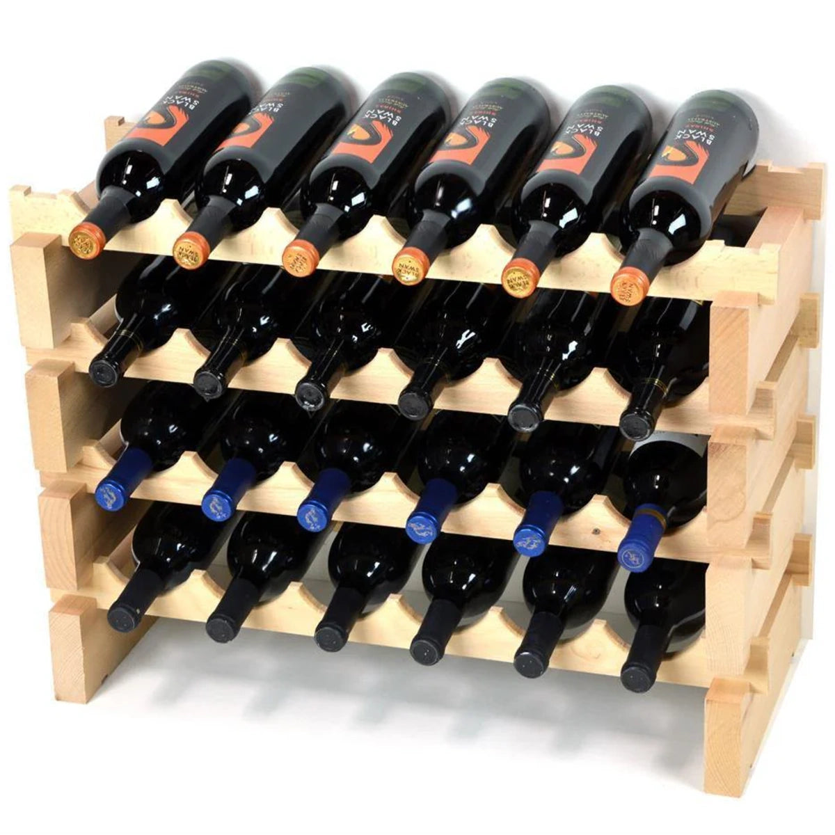 (6 Bottles Per Row) Beech Wood Modular Wine Holder Rack Stackable