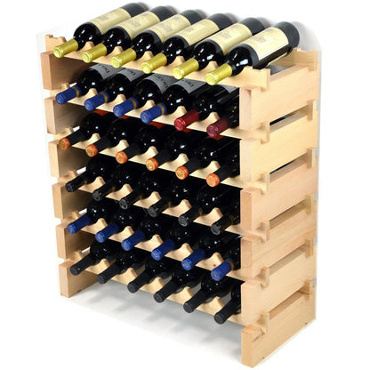 (6 Bottles Per Row) Beech Wood Modular Wine Holder Rack Stackable