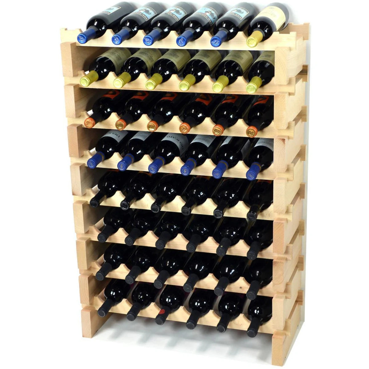 (6 Bottles Per Row) Beech Wood Modular Wine Holder Rack Stackable