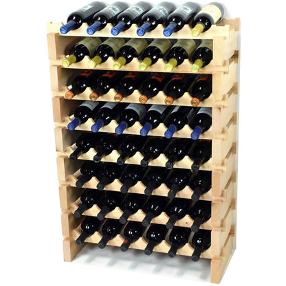 (6 Bottles Per Row) Beech Wood Modular Wine Holder Rack Stackable