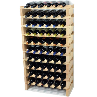 (6 Bottles Per Row) Beech Wood Modular Wine Holder Rack Stackable