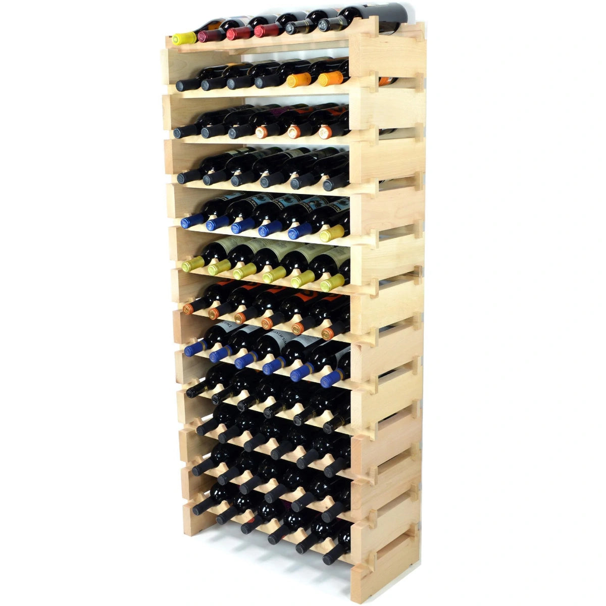 (6 Bottles Per Row) Beech Wood Modular Wine Holder Rack Stackable