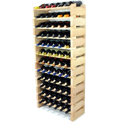 (6 Bottles Per Row) Beech Wood Modular Wine Holder Rack Stackable