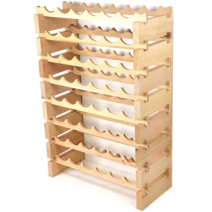 (6 Bottles Per Row) Beech Wood Modular Wine Holder Rack Stackable
