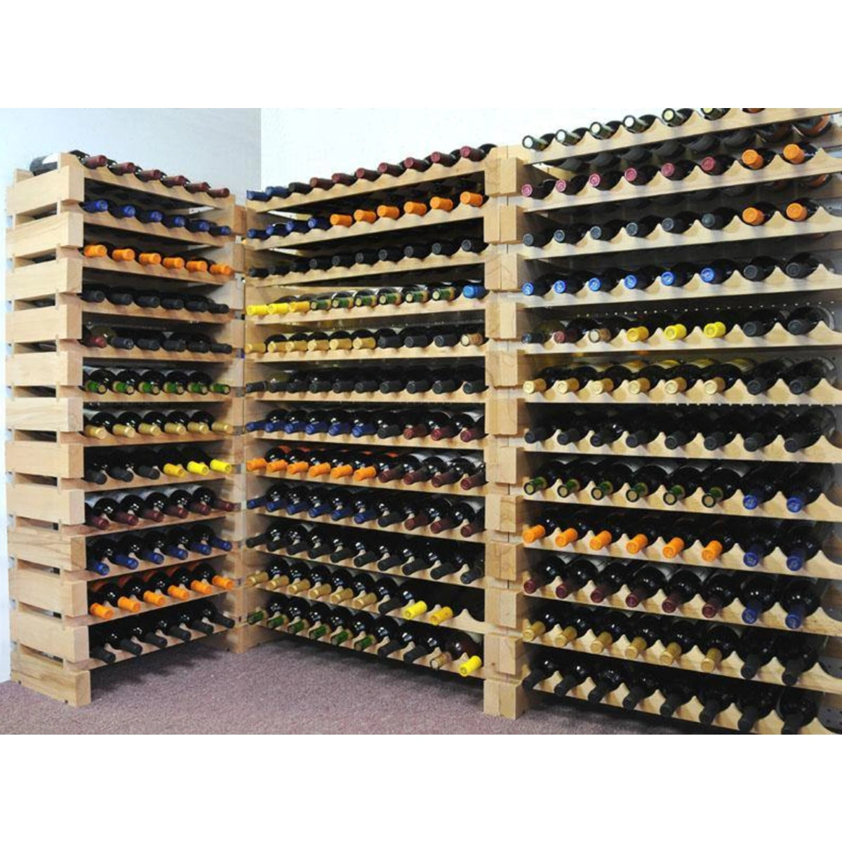 (10 Bottles Per Row) Beech Wood Modular Wine Holder Rack Stackable ...