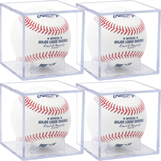 UV-protected acrylic baseball display case by Display Zone - Baseball Cube Acrylic Autographed Game Ball Holder