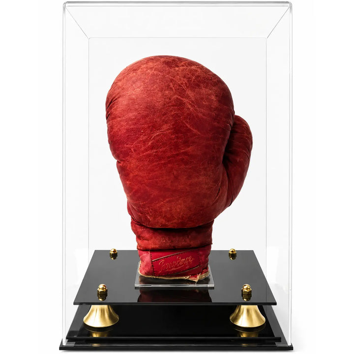 Boxing Glove Display Case Vertical w/ Gold Risers