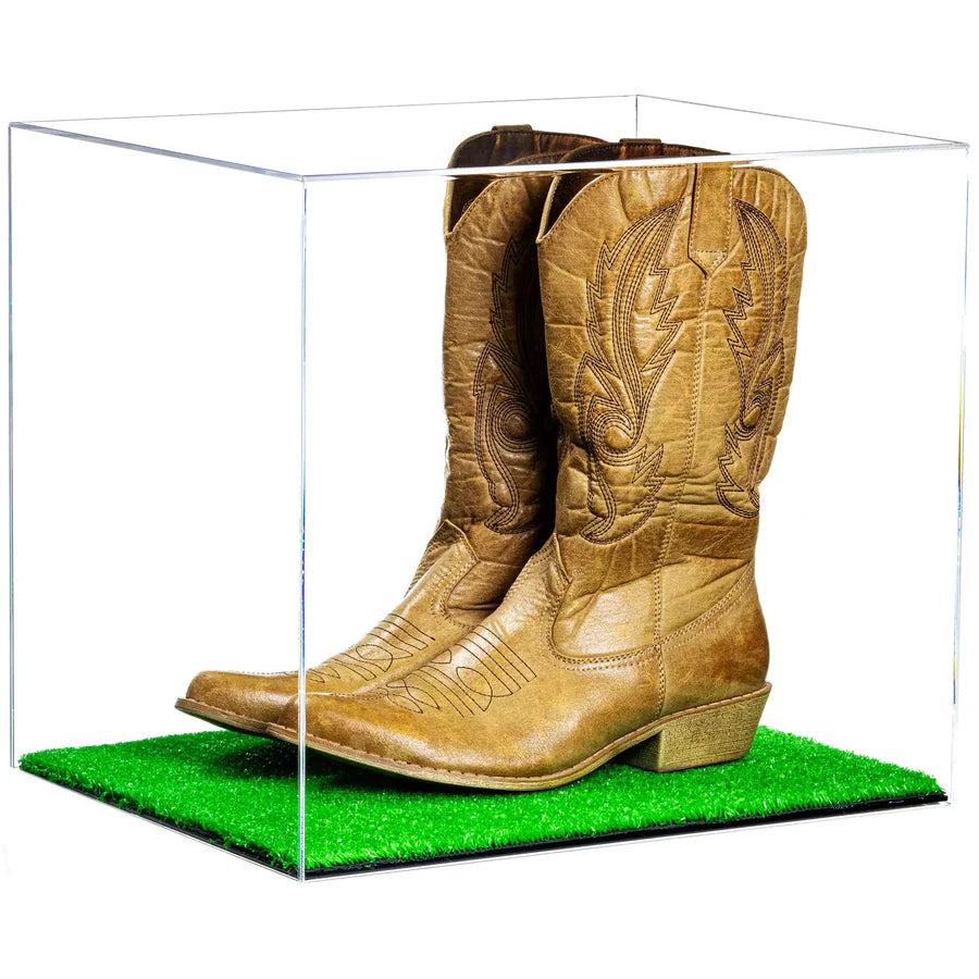 Acrylic Cowboy Boot Display Case Turf Base
