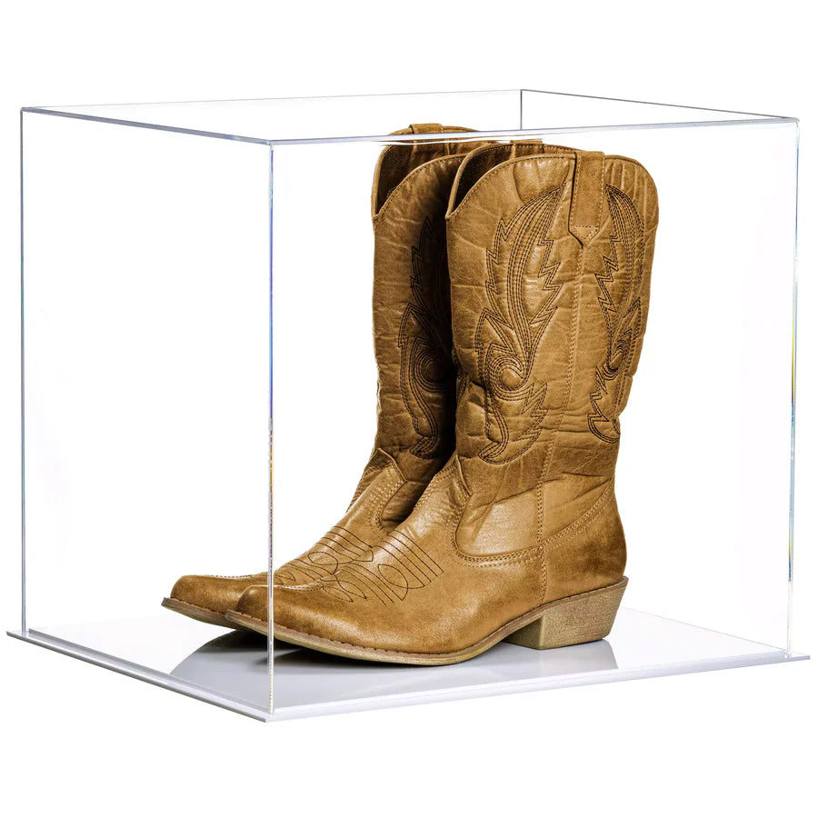 Acrylic Cowboy Boot Display Case White Base