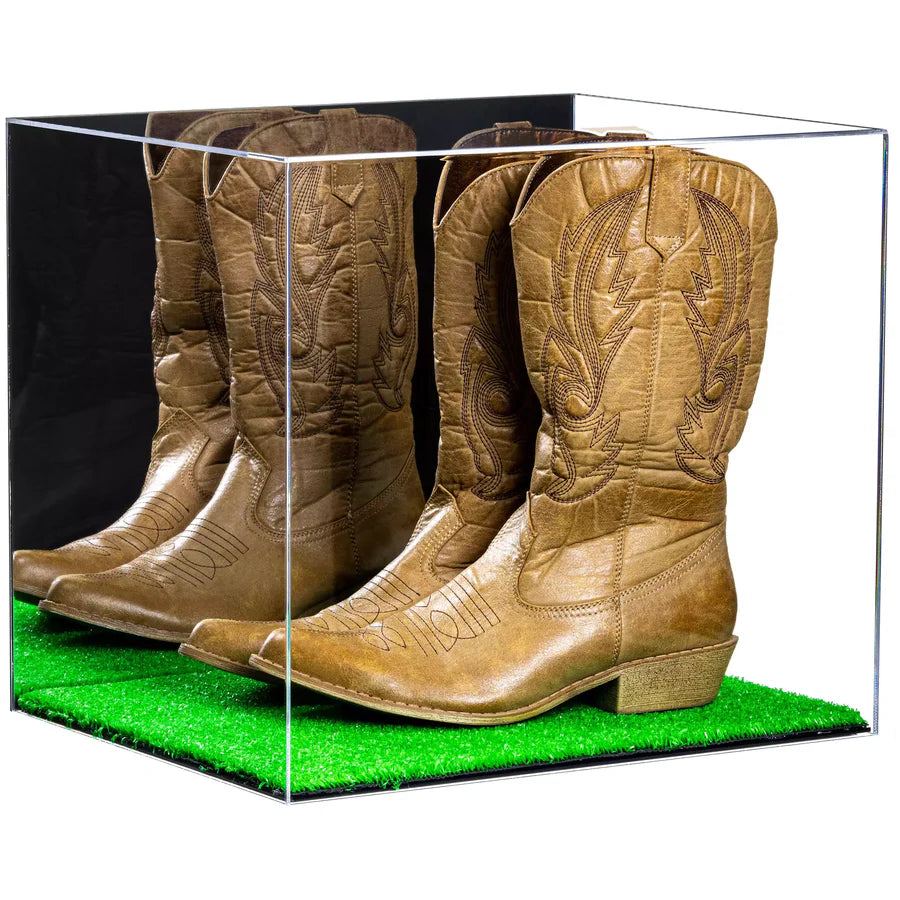 Acrylic Cowboy Boot Display Case Turf Base