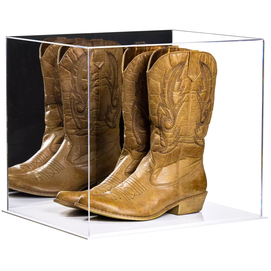 Acrylic Cowboy Boot Display Case White Base
