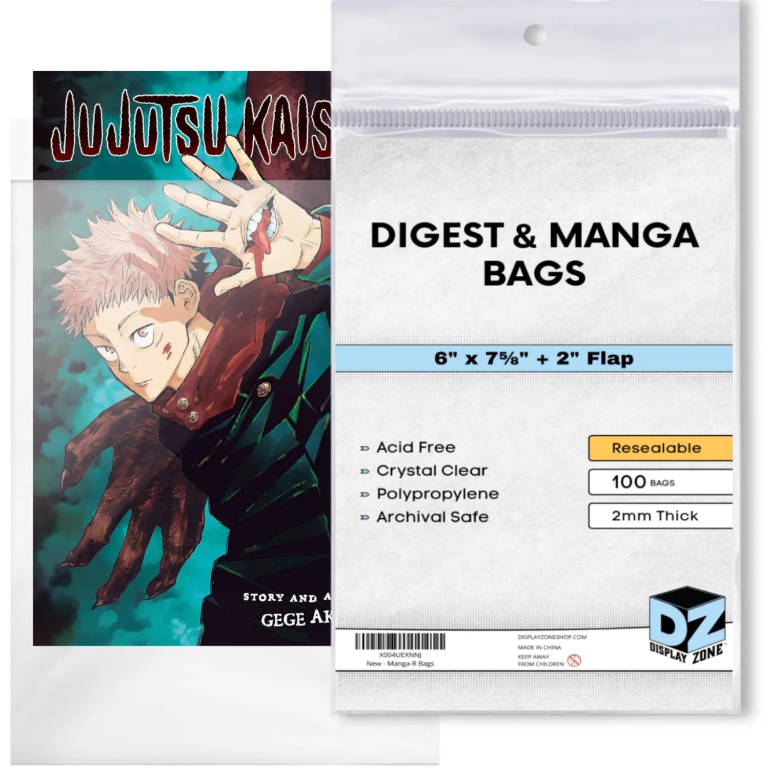 Resealable Digest & Manga Bags - 100 Pack Acid-Free Polypropylene Plastic Sleeves - Crystal Clear Protection for Your Digest and Manga - Archival Storage Covers for Collectors
