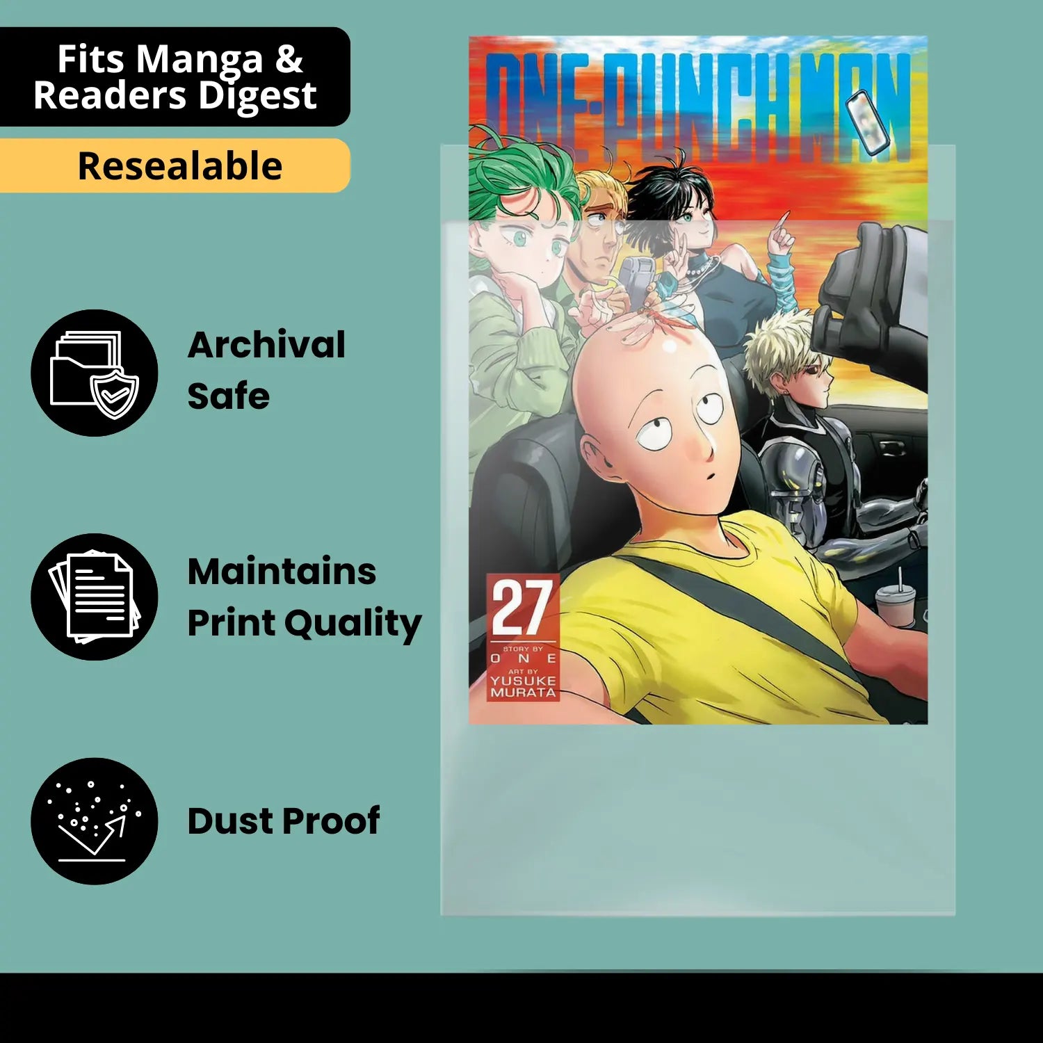 Resealable Digest & Manga Bags - 100 Pack Acid-Free Polypropylene Plastic Sleeves - Crystal Clear Protection for Your Digest and Manga - Archival Storage Covers for Collectors