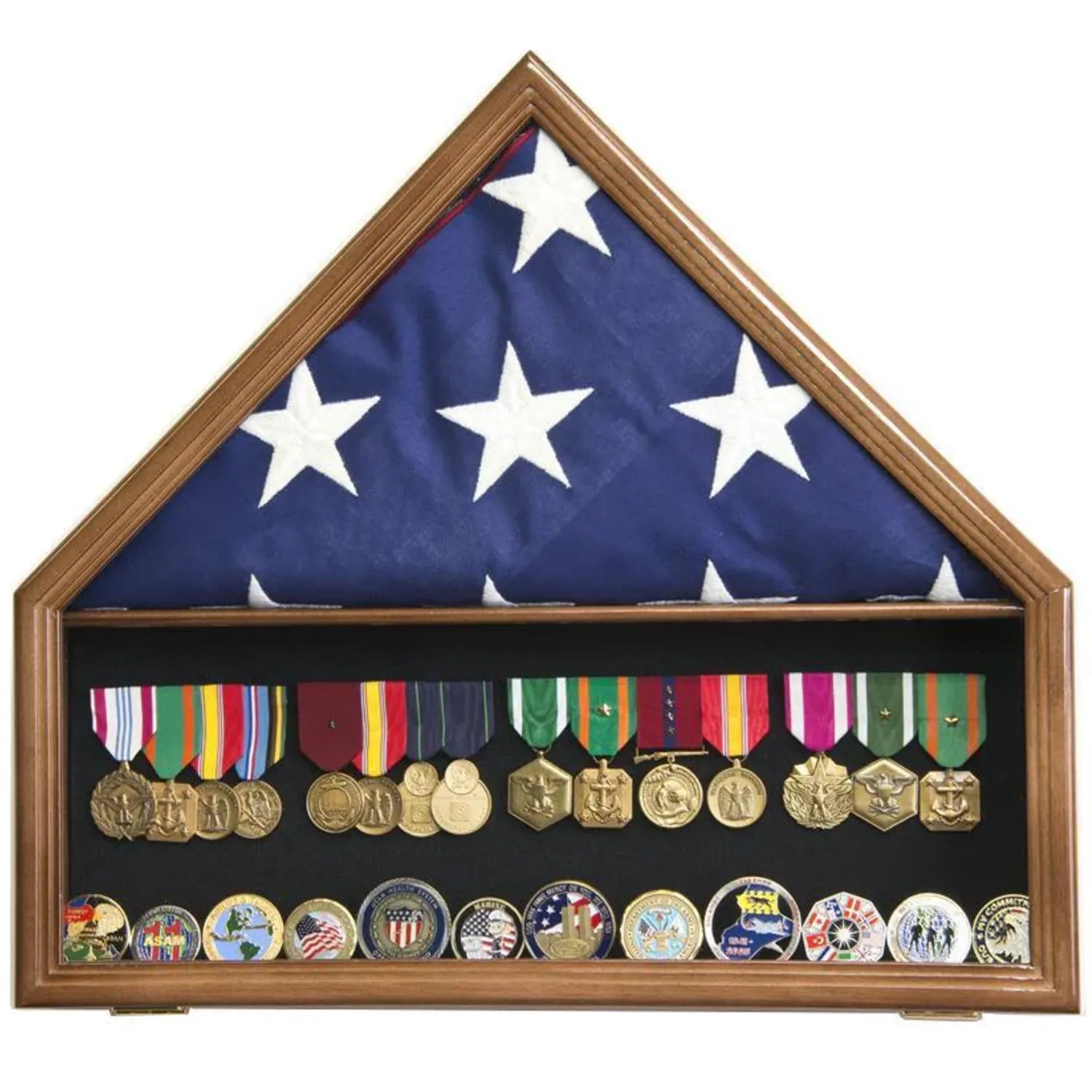 Flag and Memorabilia Challenge Coin Medals Display Case Cabinet
