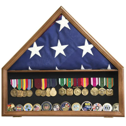 Flag and Memorabilia Challenge Coin Medals Display Case Cabinet