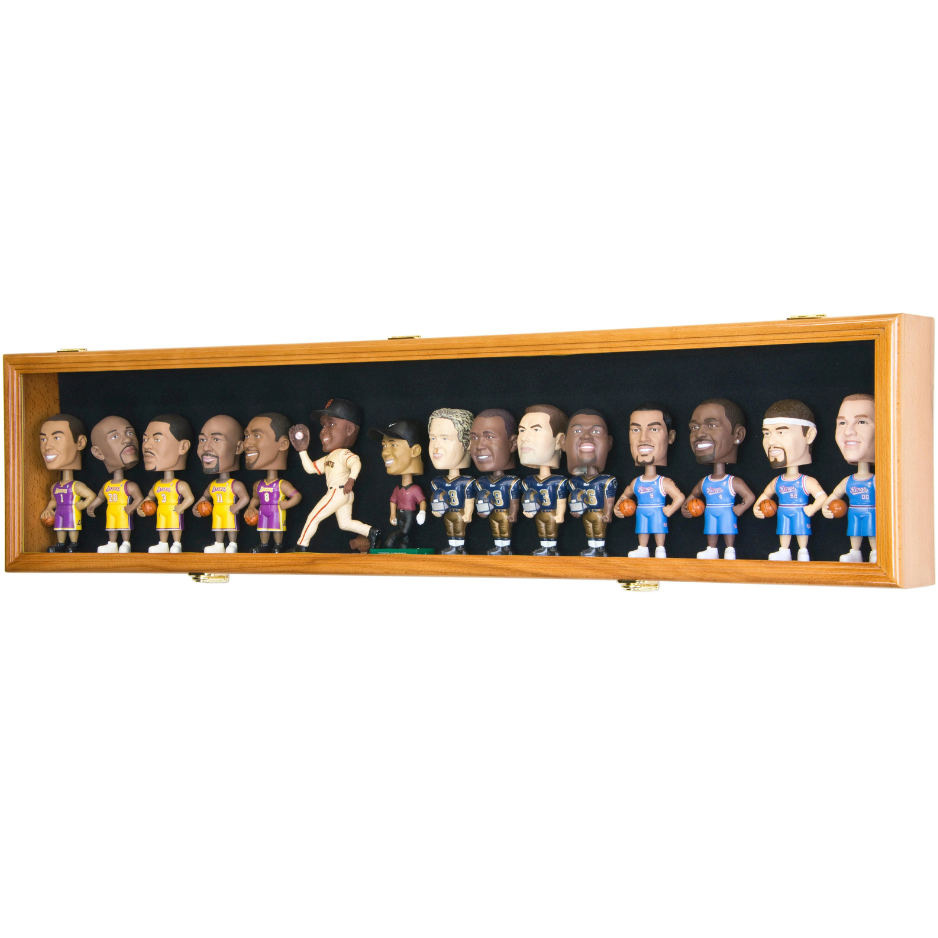 Long Bobblehead Figurine Display Case Cabinet UV Protection