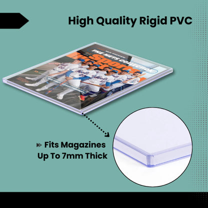 (5 Count) Display Zone 9x11.5 Magazine Topload Holder - Premium Crystal Clear PVC Protectors - 7mm Thick Plastic Display Sleeves - Archival Top Loaders for Standard Magazine Collectors