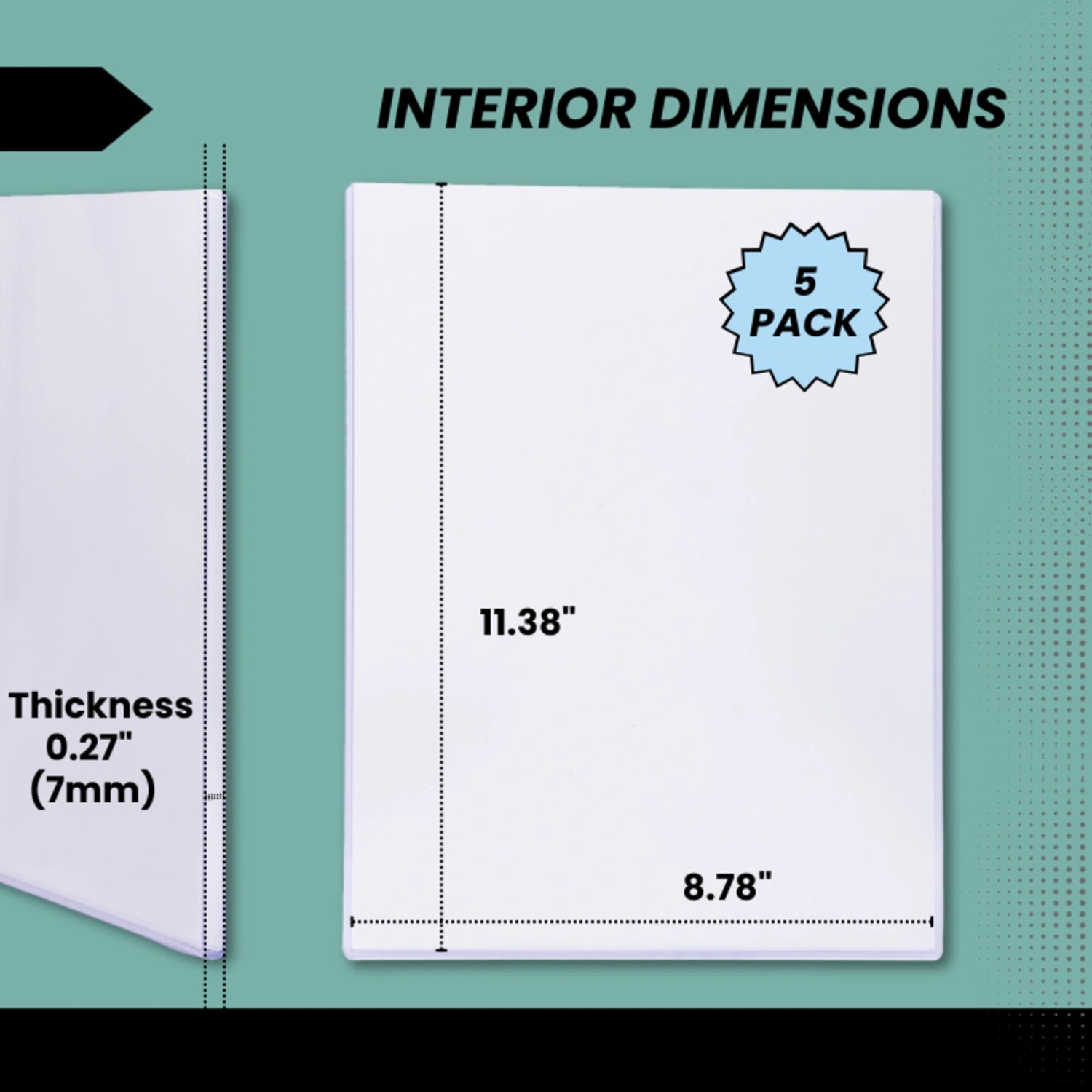 (5 Count) Display Zone 9x11.5 Magazine Topload Holder - Premium Crystal Clear PVC Protectors - 7mm Thick Plastic Display Sleeves - Archival Top Loaders for Standard Magazine Collectors
