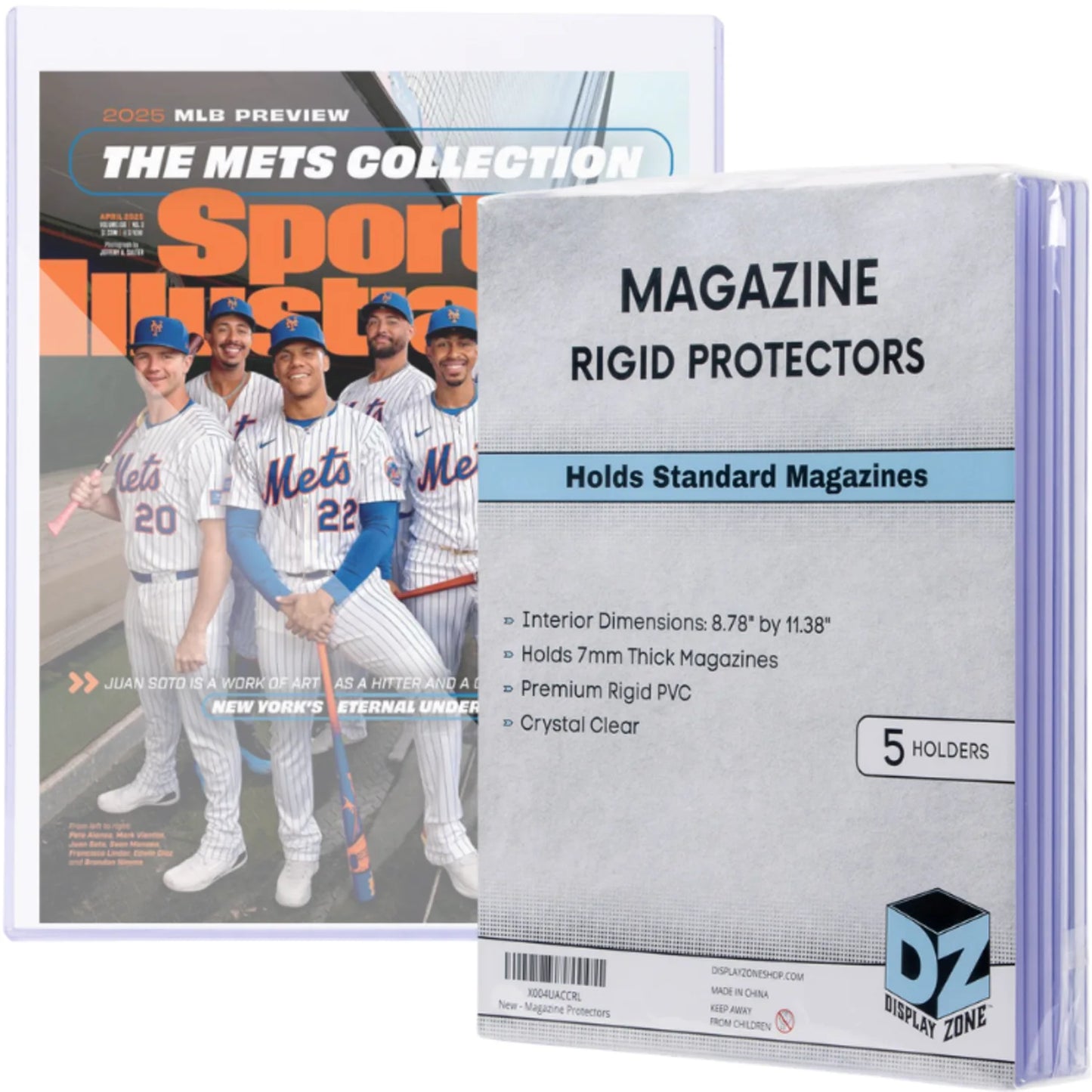 (5 Count) Display Zone 9x11.5 Magazine Topload Holder - Premium Crystal Clear PVC Protectors - 7mm Thick Plastic Display Sleeves - Archival Top Loaders for Standard Magazine Collectors