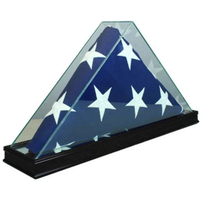 Real Glass Tabletop Flag Display Case for 3'x5' Flag