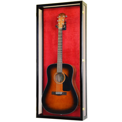 Clear Viewing Guitar Display Case Cabinet (for Electric or Acoustic) Black