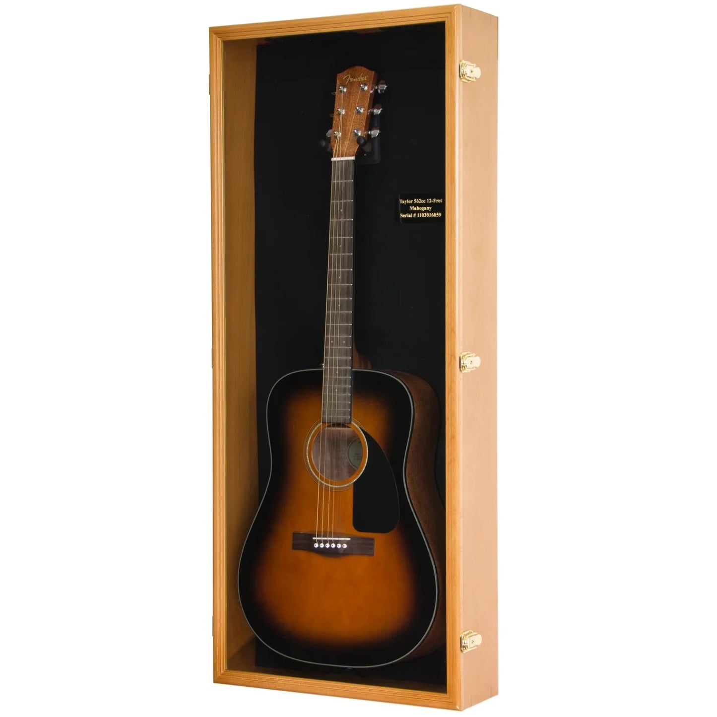 Wall Mounted Guitar Display Case Cabinet Oak
