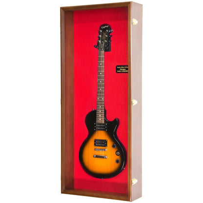 Wall Mounted Guitar Display Case Cabinet Walnut