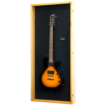 Wall Mounted Electric Guitar Display Case Cabinet Oak