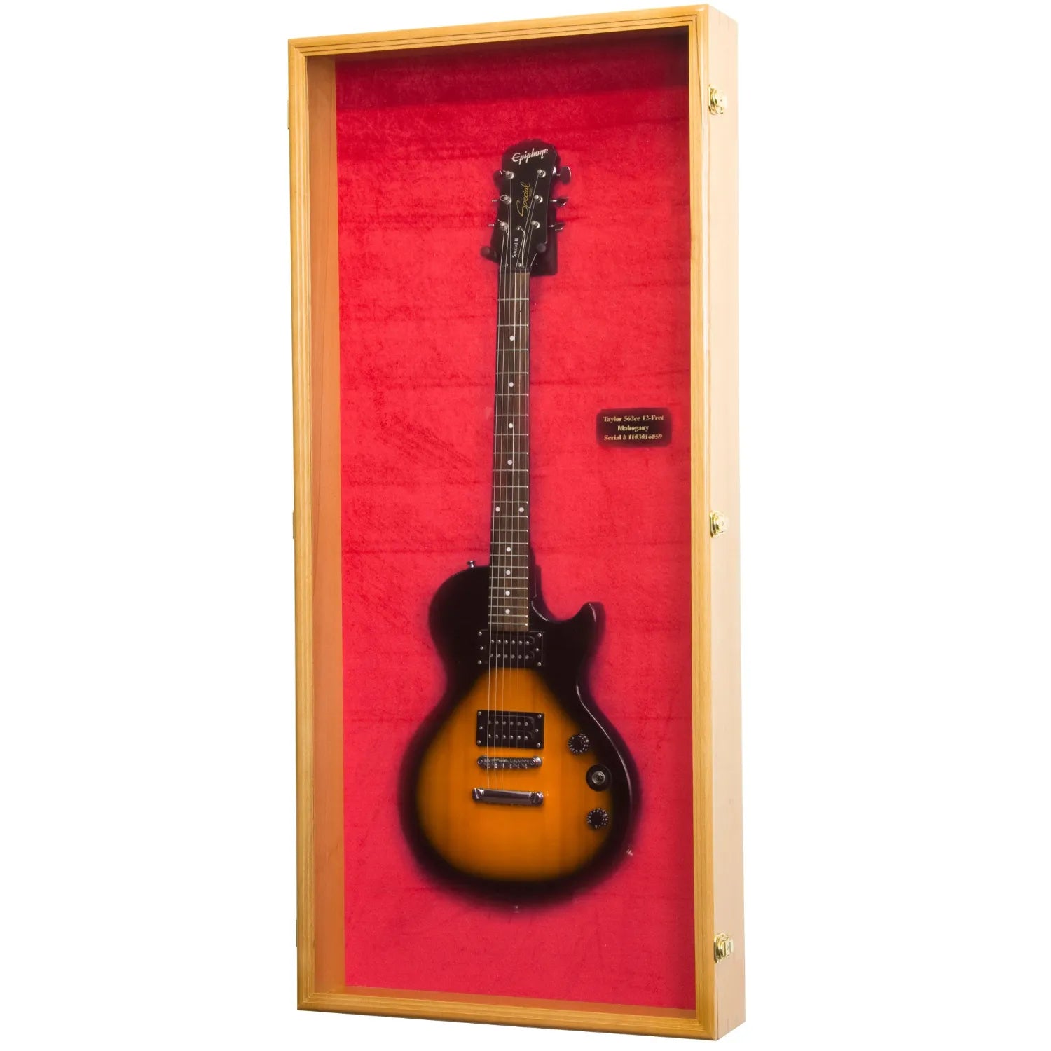Wall Mounted Electric Guitar Display Case Cabinet Oak